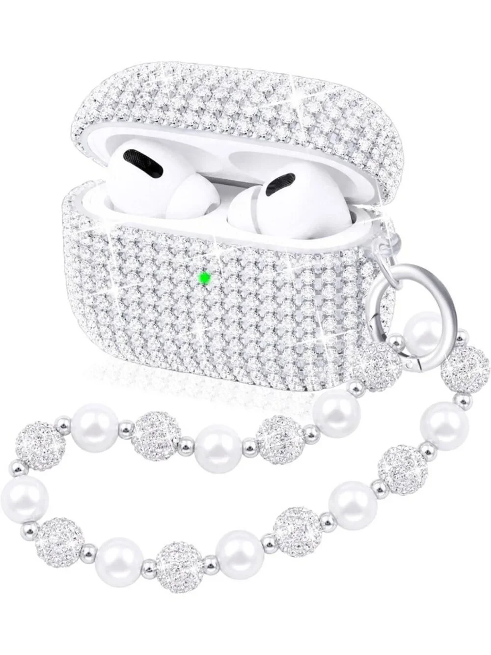 Glitter Silver AirPods Pro 3 Case with Keychain - Stylish & Protective Accessory